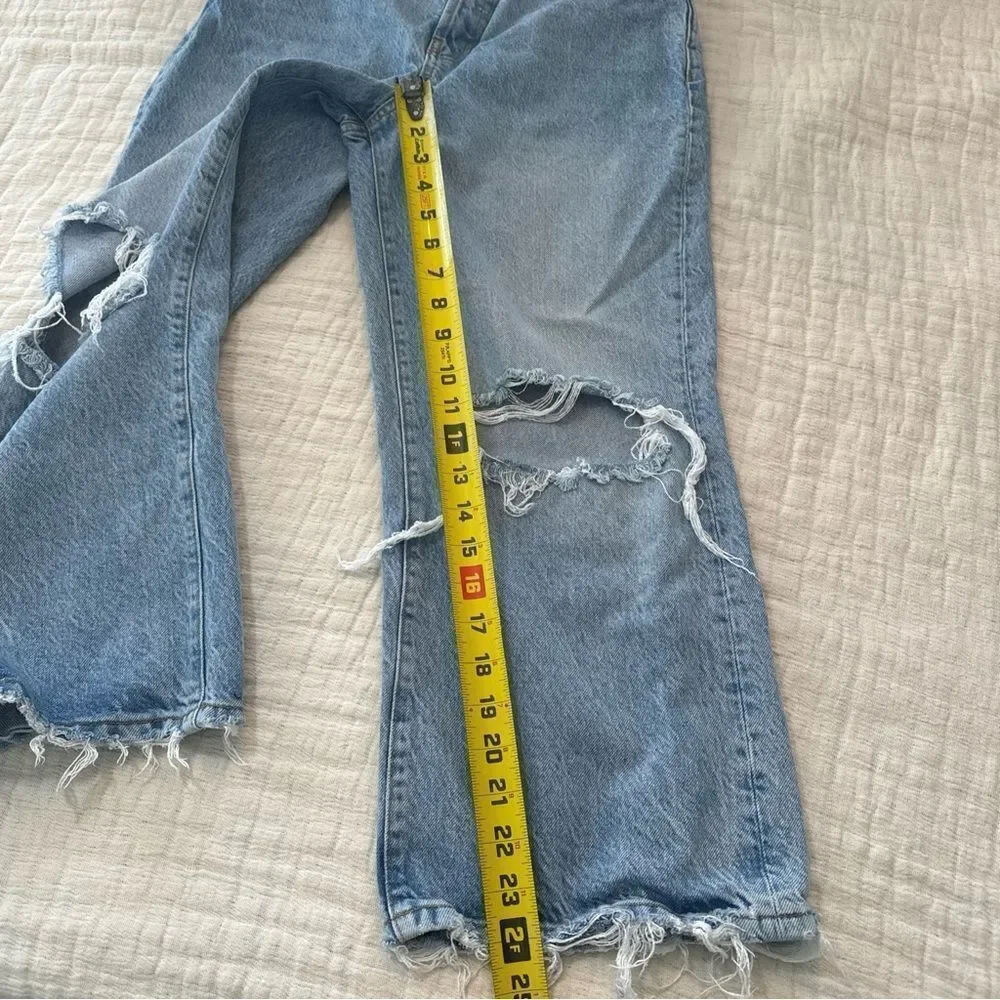 We the Free People Women's Size 29 Blue Wide Leg Jeans Distressed